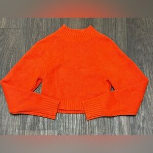 Urban Outfitters Orange Cropped Knit Sweater Mock Neck Cozy Fuzzy Top Size S